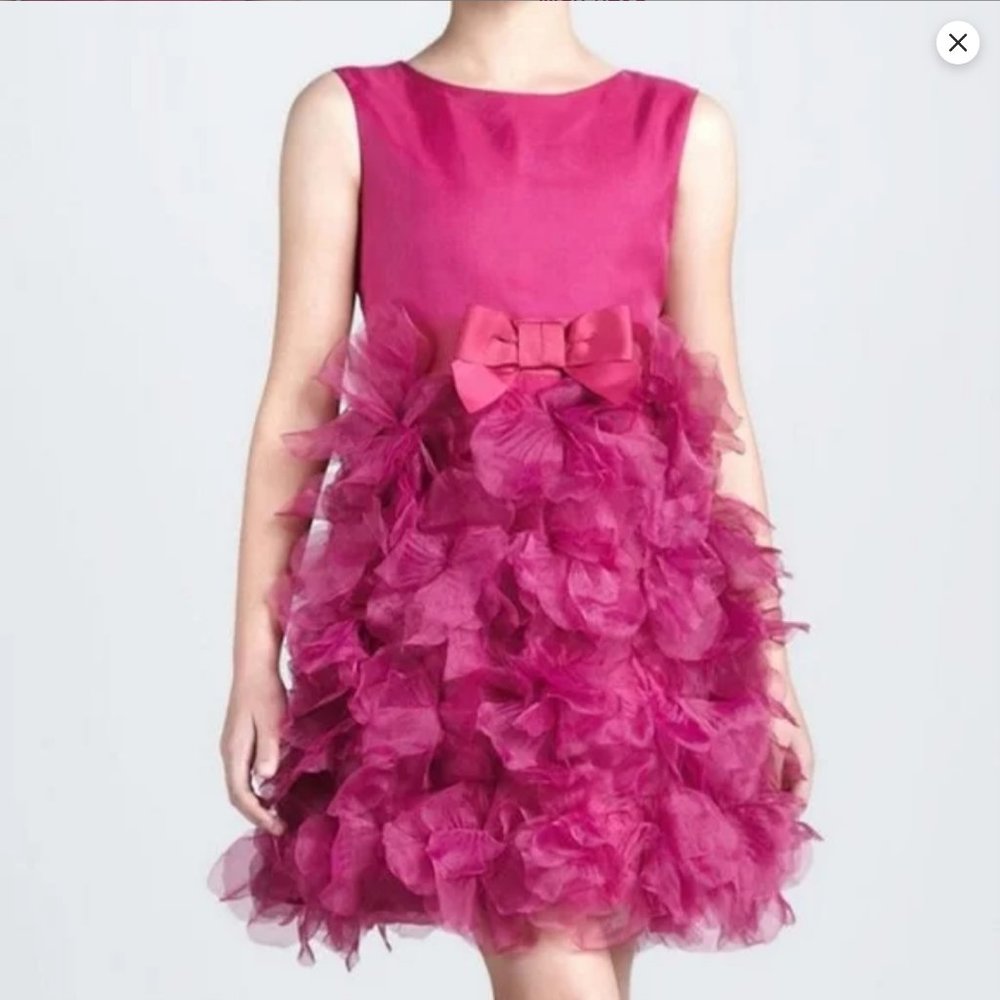 Marchesa Girls Dress Neiman Marcus Fuchsia Silk Wedding Flower Pink Large 10/12